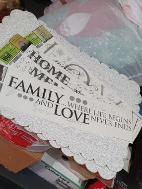 Family and Love Wall Sign - Neutral White and Black Home Decor